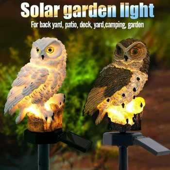 Záhradné Solárne Svetlo Vonkajšie Dekor Živice Sova Solárne LED Svetlo S Vkladom Zvierat Vodotesné Svetlo Pre Kvet Plot Trávnik Dekorácie