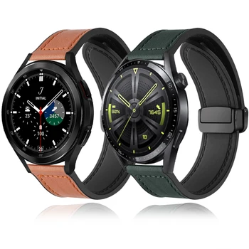 Silikónové Kožený Remienok pre Samsung Galaxy Watch 5/5pro/4/3 Watchband pre HUAWEI Sledovať 4 GT2e/3/pro 42mm 46 mm Band 20 mm 22 mm