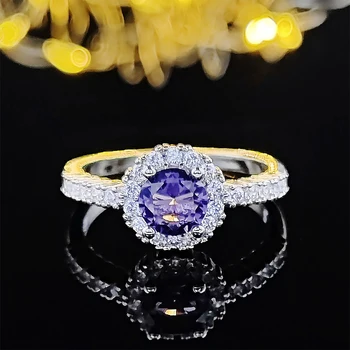 2023 Nové Luxusné Halo Zásnubný Prsteň Pre Ženy Lady Výročie Darček Šperky Hromadne Predávať Moonso R5473