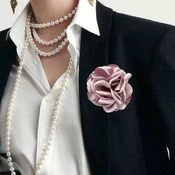 Kórejský Kvet Textílie Corsage Rose Mužov, Žien Brošne Ručné Spálené Hrany Všestranný Brošňa Kolíky Šaty Corsage Vyhovovali Príslušenstvo