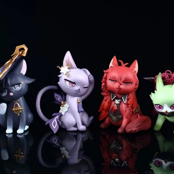 Genshin Vplyv April Fool ' s Day Mini Cat Figúrka Q Verzia Auto, Ozdoby, Výzdoba Anime Bábika Auto Dodávky Auto Doplnky Interiéru