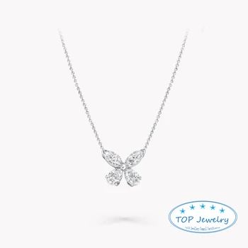 Anglicko luxusné značky šperky Vysokej Kvality 925 Sterling Silver Klasické Motýľ Diamantový Náhrdelník Pre Ženy