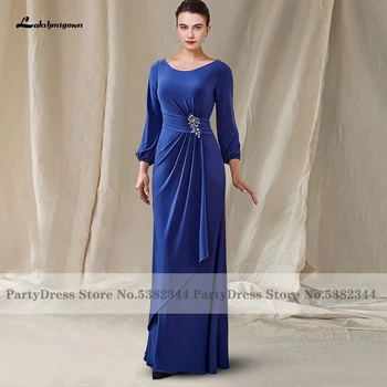 Lakshmigown Royal Blue s Dlhým Rukávom Matka Svadobné Šaty 2023 Vestido Madrina Plus Veľkosť Ženy Šaty Svadobné Party Šaty