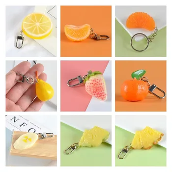 1Pc Simulácia Plátok Citróna Keychain Orange Petal Keychain Jahody, Ovocie Prívesok Ženy, Dievča, Šperky Taška Kľúča Vozidla Držiteľ Kľúčov