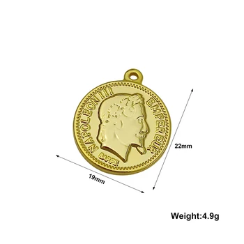 19X22MM 3ks/, Veľa z Nehrdzavejúcej Ocele Napoleon III Mince Prívesok Pre DIY Náhrdelník Náramok Prívesky, Šperky Ručne vyrábané Doplnky.