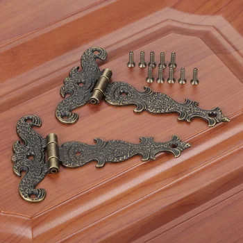 2 ks Vintage Závesy w/skrutky Antické Bronzové Úľavu Vzor Európskej Stĺpec tvar Zliatiny Dekor Šperky Dreva Box Prípade Hrudníka Skrine