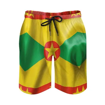 Grenada Vlajka Anime BeachAnime Nastaviteľné Šnúrkou Priedušný rýchloschnúci Mužov Pláži ShortsSports Voľné Elastické Nohavice Havaj