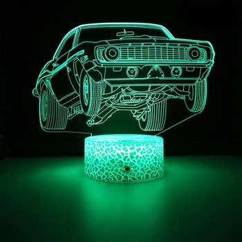 Nighdn Auto 3D Ilúziu Narodeninám Vedľa stolná Lampa 7 zmien Farieb Dotykový Spínač Dekorácie Noc Lampa Darček pre Deti Chlapcov