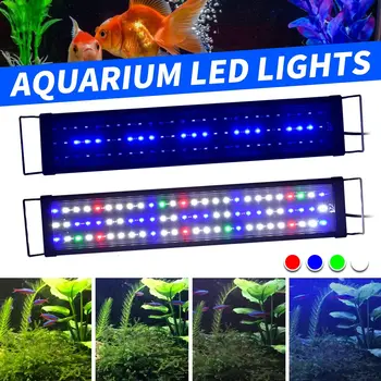 Akvárium LED Light Super Slim akvárium Vodných Rastlín Rastú Osvetlenie Nepremokavé Svetlé Klip, Modrá Lampa LED 18-58 cm pre akvárium