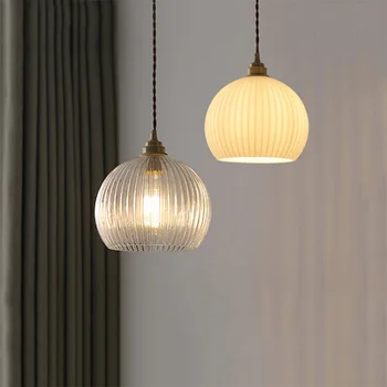 Jednoduché Nordic sklenený prívesok lampa moderného reštaurácia, bar spálňa posteli visí lampa balkón rodine mosadz pozastavenie svietidlo