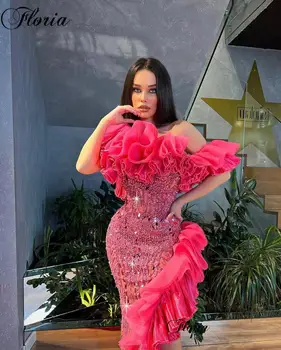 Coral Red Korálkové Prom Šaty Bez Ramienok Morská Panna Sexy Zvláštne Príležitosti Šaty 2023 Ženy Celebrity Šaty Vestido Elegante