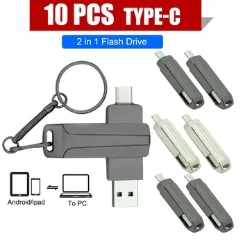 10pcs/veľa USB-Stick 2-v-1, USB OTG C Stick 128GB USB3.0 Typ-C, USB Business Memory Stick pen drive 64 GB 256 GB vlastné logo