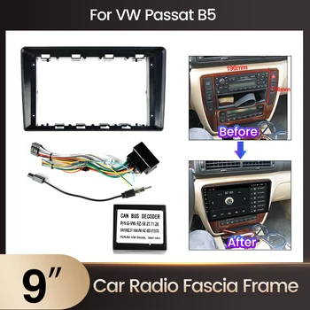 Pre VW Passat B5 Strednej Dekorácia Povrchu Box Centrálna prístrojová doska Rám Refitting Rám Rádio DVD Rám B5 Napájací Kábel Canbus