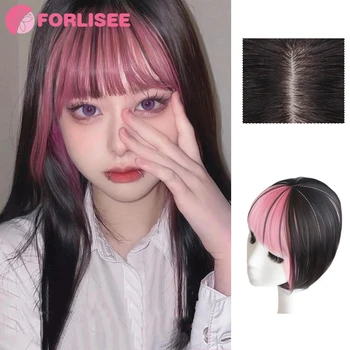 FORLISEE 3D francúzsky Parochňa S Ofinou Prirodzený A Hladký Čelo Neviditeľný Ružový Top Zdôrazňuje Vlasy patch Vzduchu Rany
