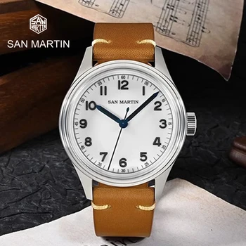 San Martin 38.5 mm Top Módne Pánske Športové Hodinky Vintage Pilot NH35 Sapphire Automatické Mechanické Náramkové hodinky 10Bar Nepremokavé