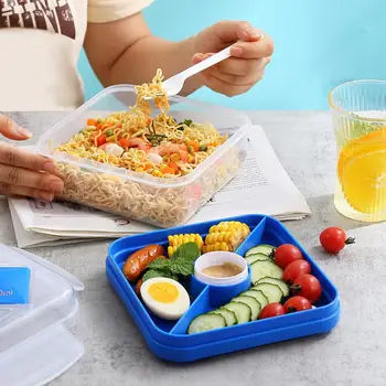 Bento Lunch Box 2-Priestoru Dvojvrstvové Potravín Box S Omáčkou Kontajner Opakovane Spork nepriepustných Beto Box Domov Dodanie