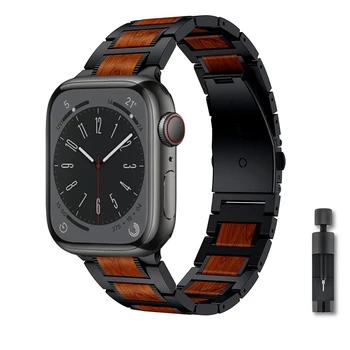 Drevený, kovový remienok Pre Apple hodinky Ultra 49 mm 8 7 45mm 41mm Smart hodinky high-end náramok Pre iwatch 6 5 4 3 SE 44 mm 40 mm 42mm