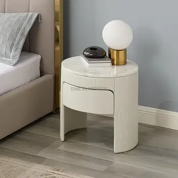 Moderný luxusný štýl nočný stolík Mikrovlákna Kožené Jedinečný Dizajn pre Domov Nábytok Mramoru Kolo Nightstands