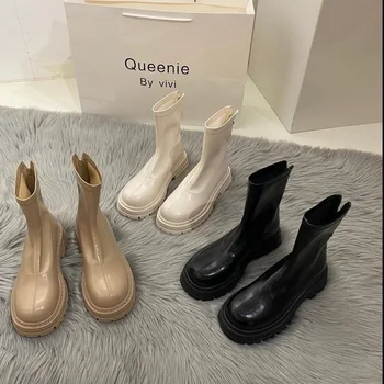 Nová Platforma Topánky Ženy Topánky Kolo Prst na Zips, Jar, Jeseň Fashion Členok Žena Botines De Mujer Chelsea Boots bottines