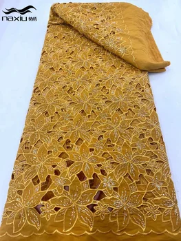Madison-Šifón Afriky Čipky Textílie, Francúzsky Korálkové Svadobné Flitrami Čipky Textílie, Nigérijský Tylu Materiál, 2023