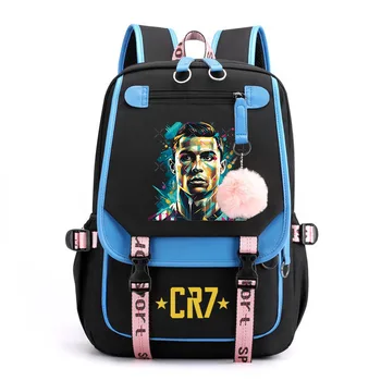 Ronaldo vytlačené študentská aktovka detský batoh pre voľný čas vonku cestovná taška usb taška dievča taška