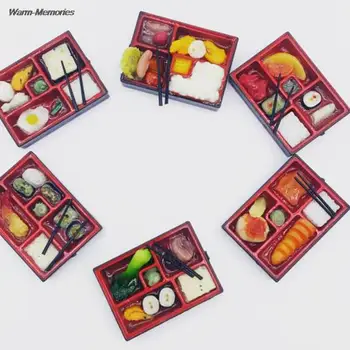 1 ks Náhodné Štýl 1:12 Rozsahu domček pre bábiky Japonský fast food box ryža záujme set s otvárače