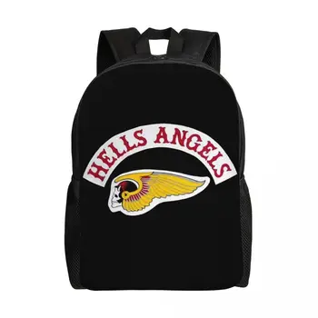 Prispôsobený Hells Angels Svete Logo Batoh Ženy Muži Móda Bookbag pre College School Motocyklový Klub Tašky