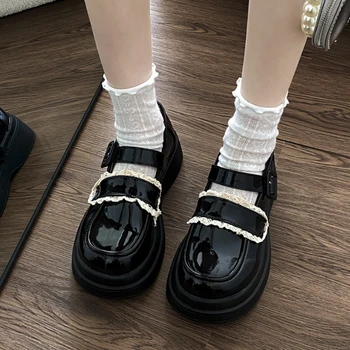 Retro francúzsky Mary Jane Jeden Obuvi Žien 2023 Nové Letné Kolo Prst Dizajn Všestranný Hrubé Jediným Malé Kožené Zapatos Mujer
