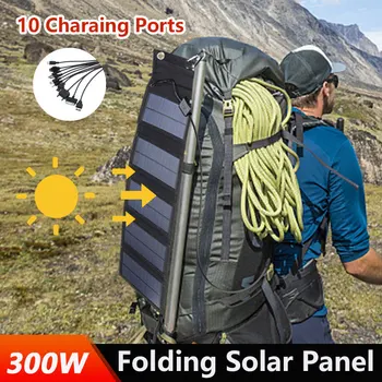 300W Solárne Články Nabíjačky Outdoor Camping 5V USB Výstup Zariadenia Prenosné Skladacie Nepremokavé Solárne Panely Držiak pre Telefón, Nabíjačka