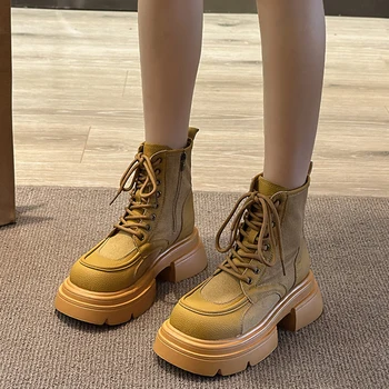 Chelsea Boots Goth Čipky Polovice Podpätky 2023 Zimné Móda Ženy Robustný Nový Gladiator Topánky Snehu Dizajnér Punk Mujer Zapatos Topánky