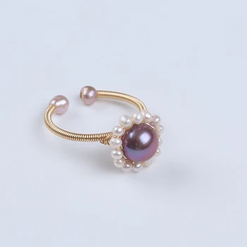 Autentické prírodné sladkovodné perly krúžok, moderný a minimalistický pearl krúžok