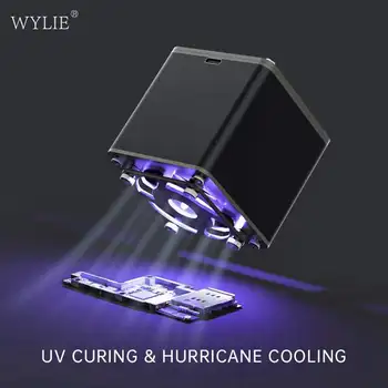 Wylie 2-v-1 Vytvrdzovanie UV Lampa & Nastaviteľná Rýchlosť Chladiaci Ventilátor, Rýchly Odvod Tepla Pre Mobilný Telefón Doske Nástroj pre Údržbu