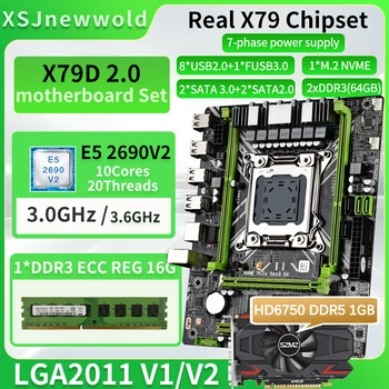 X79D2.0 Doske Auta s E5 2690V2 Procesora A pamäťových modulov DDR3 REG 1*16GB Pamäť A HD6750 1GB DDR5 Grafická karta NVME M. 2 SATA 3.0