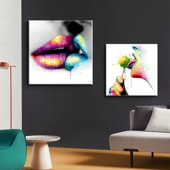 Abstraktné Umenie Kiss Plagáty a Vytlačí Sexy Pery Motýľ Žena Wall Art Obraz na Plátne Maľovanie na Obývacia Izba Domova