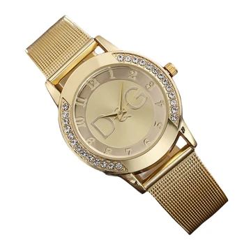 Slávny DQG Značky Hodinky Pre Ženy, Nepremokavé Zlatej Zliatiny Dvojradu Diamond arabčina Digitálne Dámske náramkové hodinky Quartz Náramky