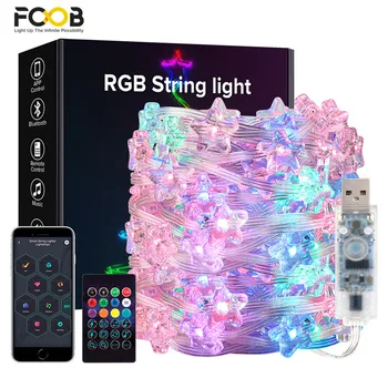 USB Vianočné Osvetlenie String WS2812B RGB Farebný Sen Narodeniny Dekorácie, Party Star Jahody, Svetlá Izba USB Aplikáciu Diaľkové Svetlo