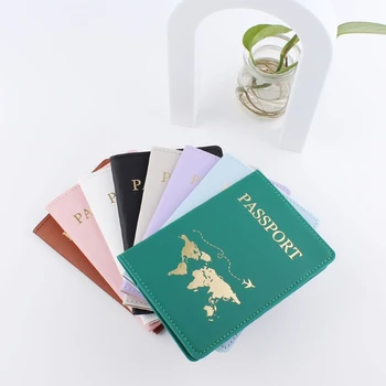 Jednoduché Módy Držiteľa Pasu Mape Sveta Tenký Cestovný Peňaženky Darček PU Kožené Karty pre Prípad Kryt Unisex