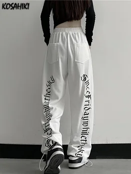 Harajuku Širokú Nohu Cargo Nohavice Ženy List, Tlač Punk Streetwear Y2k Pantalones Mujer Kórejský Módne Joggers Sweatpants