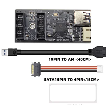 USB 3.0 na Dual 19PIN Muž Karty Adaptéra SuperSpeed 5Gbps USB3.0 až 2-Port 19PIN Rozširujúca Karta