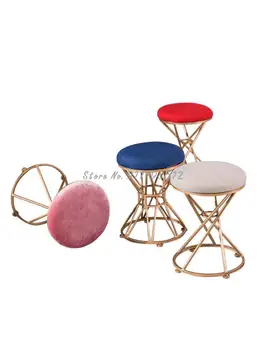Nordic štýl obliekania stolice módu nízkej stoličke kovaného železa kolo stolice textílie, topánka zmena stolice spálňa toaletný stolík