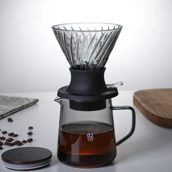Ochrnutú Sklo coffee pot, kávový filter pohár, namáčanie filter pohár, filtračný papier, coffee pot, ruky splachovanie káva zariadenia, filte