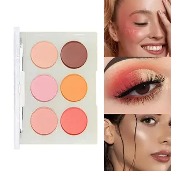 6 Farba Červená Makeup Paleta Tvár Datovania Blusheser Prášok Red Hot Dlho-trvajúce Prírodný Krém Odtieň Oranžovej Peach Pink Červená