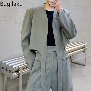 Bugilaku Jar a na Jeseň Páse s nástrojmi Dizajn pánskej Módy Ulice Krátky Oblek Kabát Trend