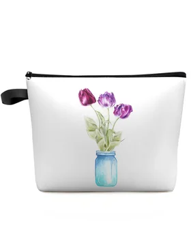 Tulipány Kvety, Vázy Make-Up Taška Puzdro Travel Essentials Lady Ženy, Kozmetické Tašky Wc Organizátor Deti Skladovanie Peračník