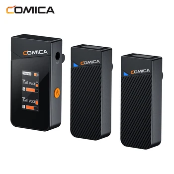 COMICA Vimo C2 Bezdrôtový Mikrofón Systém s 1 Prijímač & 2 Mikrofóny 200M Prenos Rozsah 4 Úrovne Nastaviteľná Rýchlosť