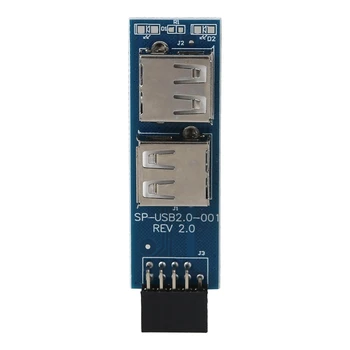 USB 2.0 Typu Žena Adaptér 9pin na 2-Port Konektor pre Modul Bezdrôtovej Myši