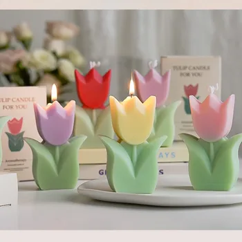 Tulipán aromaterapia sviečka rukou darček ručne vôňa flower tvar bytové zariadenie