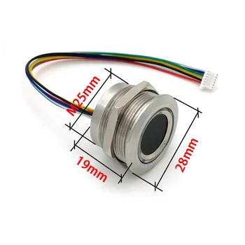 R503 Kruhové Kolo RGB Krúžok Indikátor LED Ovládanie DC3.3V MX1.0-6Pin Kapacitný snímač Odtlačkov Modul Snímača Skenera, 19 mm