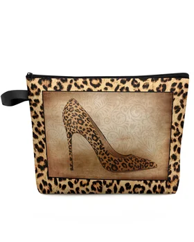 Leopard Tlač Vysoké Podpätky Make-Up Taška Puzdro Travel Essentials Lady Ženy, Kozmetické Tašky Wc Organizátor Deti Skladovanie Peračník