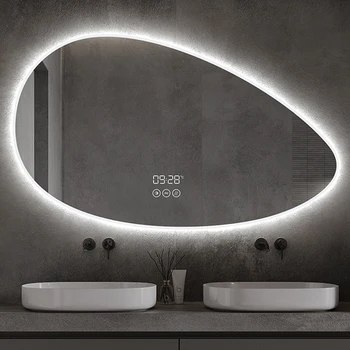 Nepravidelný Bezpečnostné Zrkadlo Na Stenu Umyváreň Svetlá Sprcha Kúpeľňa Zrkadlo Estetické Nerozbitného Espejo Inteligente Nábytok